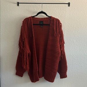 Forever 21 Rust Fringe Cardigan